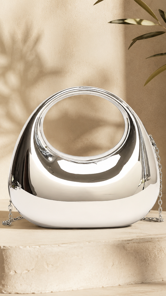 Clara | Bolso metálico de asa circular