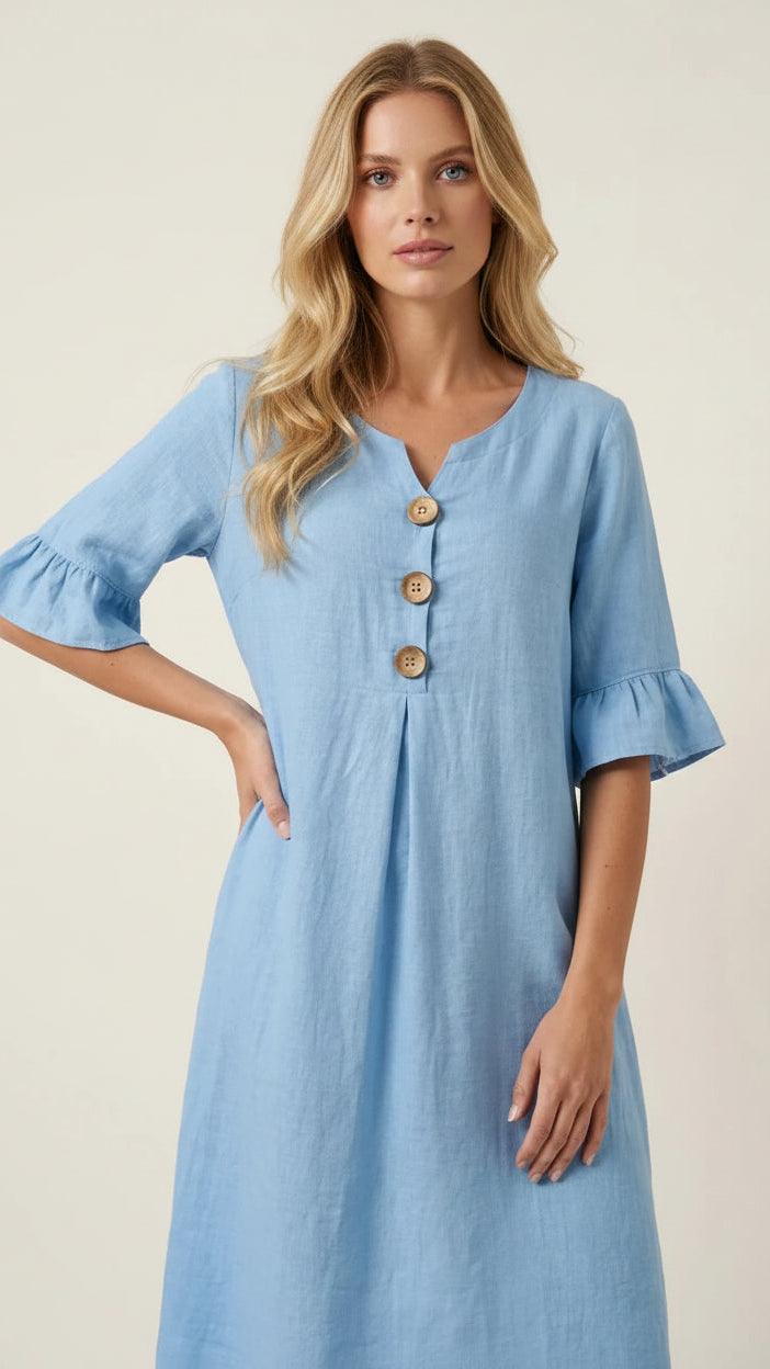 Sol | Vestido con mangas acampanadas